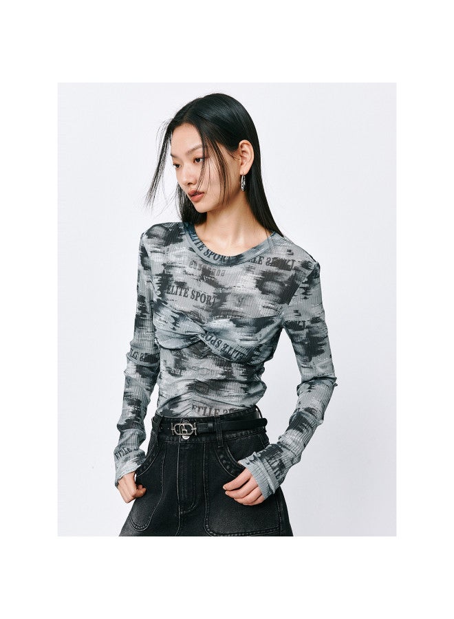 Waxbird Summer Hot Girl Style Mesh Tie Slim Fit Round Neck Women's Shirt - Image 3