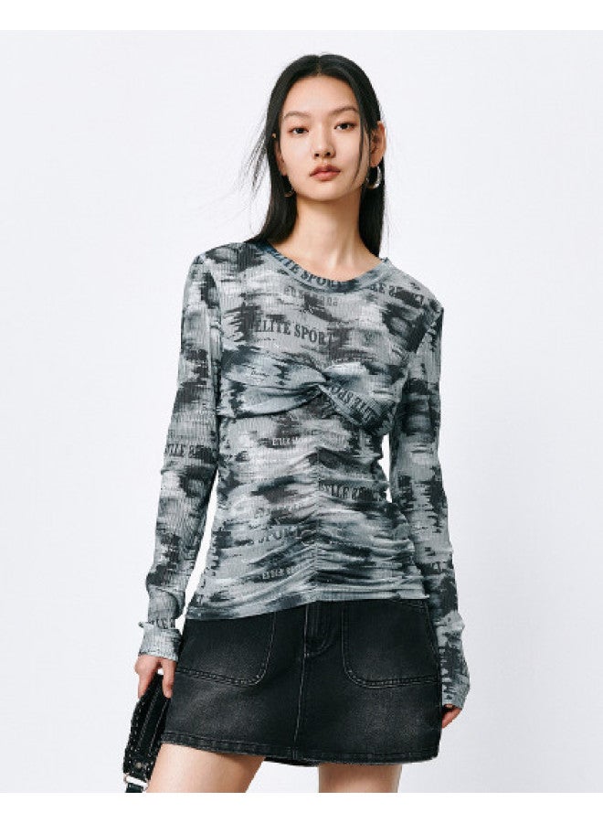 Waxbird Summer Hot Girl Style Mesh Tie Slim Fit Round Neck Women's Shirt - Image 1