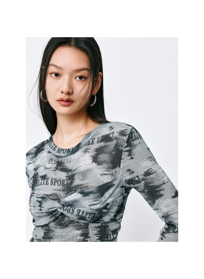 Waxbird Summer Hot Girl Style Mesh Tie Slim Fit Round Neck Women's Shirt - Image 5