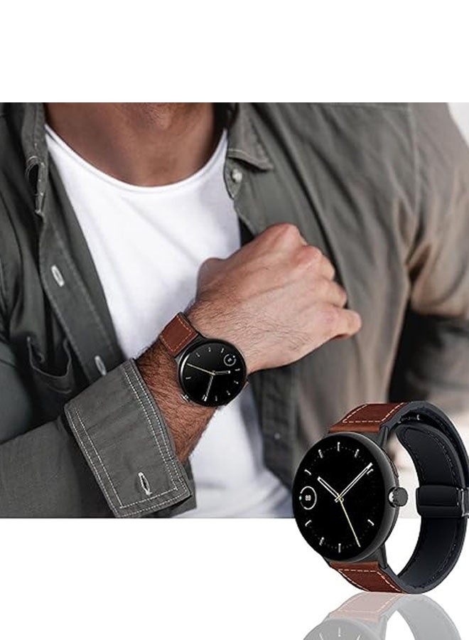 22mm Leather Watch Strap Compatible with Huawei GT5 46mm GT4 46mm/GT3 46mm/GT3 Pro/Watch 3/GT2e/GT2 pro/GT5 pro/GT2 42mm 46mm Replacement Strap Brown - Image 3