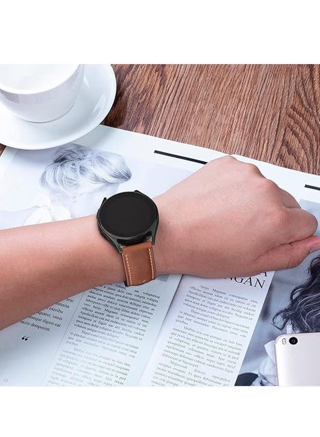 22mm Leather Watch Strap Compatible with Huawei GT5 46mm GT4 46mm/GT3 46mm/GT3 Pro/Watch 3/GT2e/GT2 pro/GT5 pro/GT2 42mm 46mm Replacement Strap Brown - Image 5