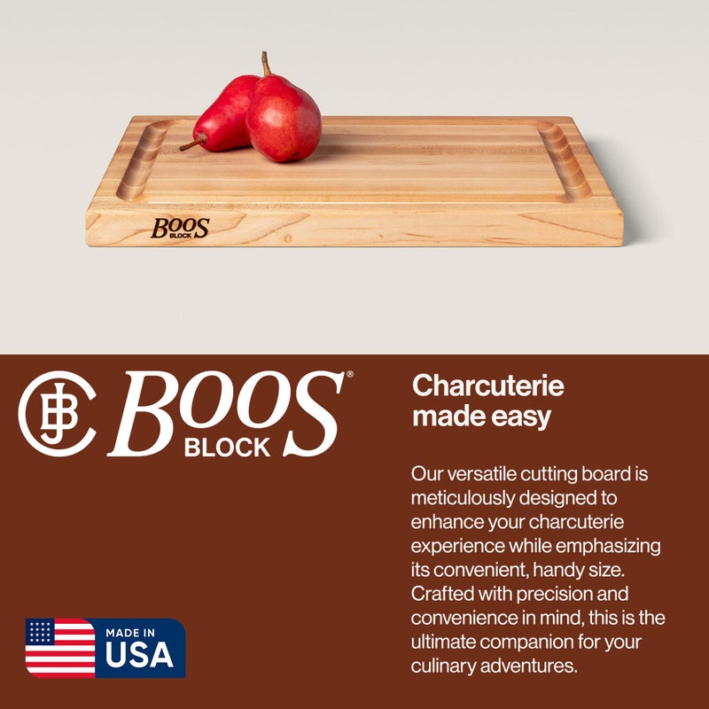 John Boos CB Series Rectangular Wooden Maple Cutting Board 20â€x15â€ â€“ 1.5â€ Thick, 12-lb Reversible Butcher Block with Juice Groove, Edge-Grain & Finger Grips â€“ Made in the USA - Image 4