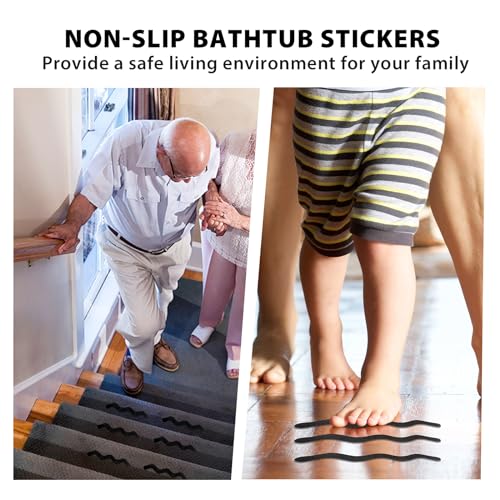 Coufce 24PCS Bathtub Non Slip Stickers Black Safety Anti Slip Shower Strips Adhesive Decals Scraper for Bath Tub Stairs Steps Floor Ladders with Premium - Image 3