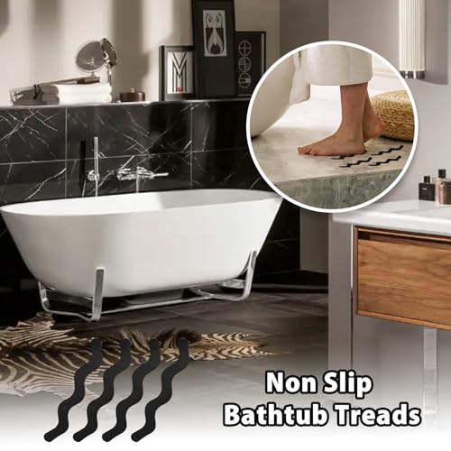 Coufce 24PCS Bathtub Non Slip Stickers Black Safety Anti Slip Shower Strips Adhesive Decals Scraper for Bath Tub Stairs Steps Floor Ladders with Premium - Image 4