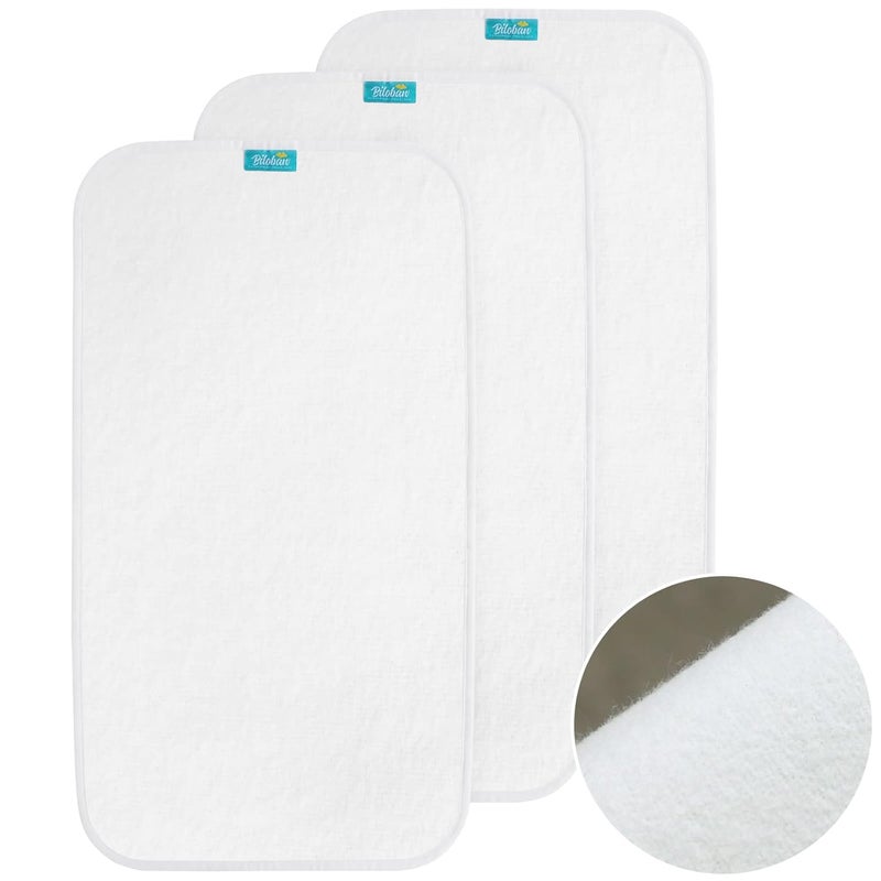 Biloban Changing Pad Liners Waterproof 3 Count Flannel Portable  Durable Diaper Pads White - Image 1