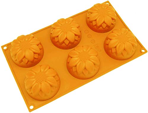 Mose Cafolo 2pcs 6-Cavity Silicone Sunflower Muffin, Brownie, Cornbread, Cheesecake, Panna Cotta, Pudding, Jello Shot and Soap Mold ~ Mose Cafolo - Image 3