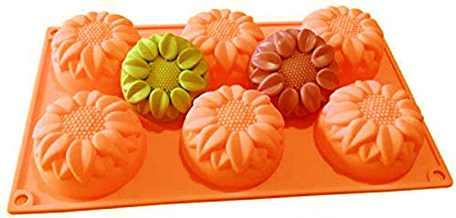 Mose Cafolo 2pcs 6-Cavity Silicone Sunflower Muffin, Brownie, Cornbread, Cheesecake, Panna Cotta, Pudding, Jello Shot and Soap Mold ~ Mose Cafolo - Image 4