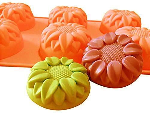 Mose Cafolo 2pcs 6-Cavity Silicone Sunflower Muffin, Brownie, Cornbread, Cheesecake, Panna Cotta, Pudding, Jello Shot and Soap Mold ~ Mose Cafolo - Image 5