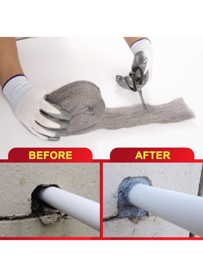 Steel Wool - 3.2"x7.5 Ft Fill Fabric, Gap Blocker, Protects Against Animals in Holes, Pipelines, Wall Cracks, and Vents for Garden, House, Garage (Size : A) - Image 3