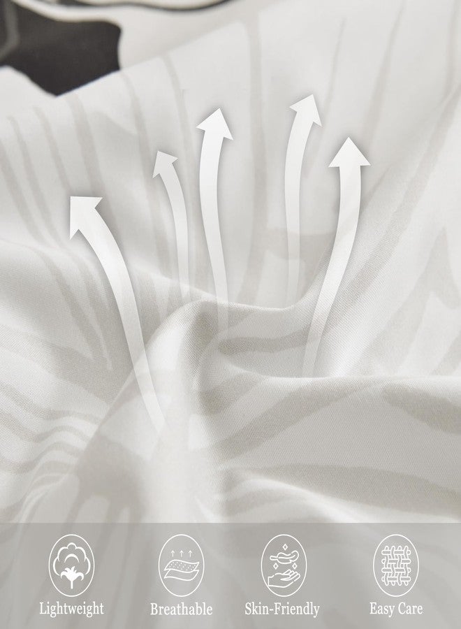 DJY 3 Pieces Duvet Cover Set Queen Black White Floral Pattern Comforter Cover Elegant Boho Floral Duvet Cover with 2 Pillow Cases Lightweight Microfiber Bedding Duvet Cover Set All Season 90"x90" - Image 4