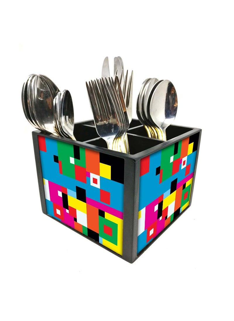 Nutcase Nutcase Designer Cutlery Stand Holder Silverware CaddySpoons Forks Knives Organizer for Dining Table kitchen W575 x H 425 x L55SPOONS NOT INCLUDED Blocks of color  - Image 3