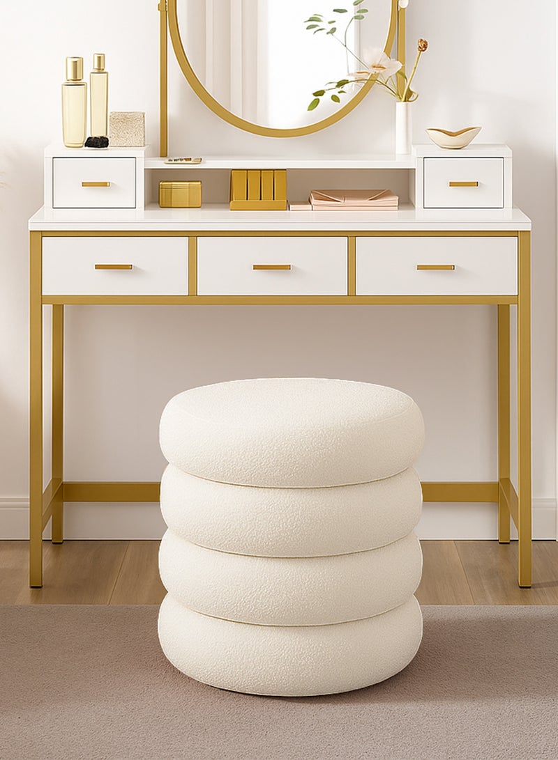 Taimi Boucle Fabric Vanity Chair - Dressing Chair for Bedroom and Dressing Room, Makeup Chair for Vanity Table 40x33cm - White - Image 1