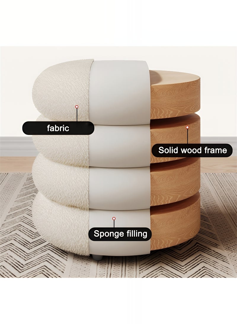 Taimi Boucle Fabric Vanity Chair - Dressing Chair for Bedroom and Dressing Room, Makeup Chair for Vanity Table 40x33cm - White - Image 5