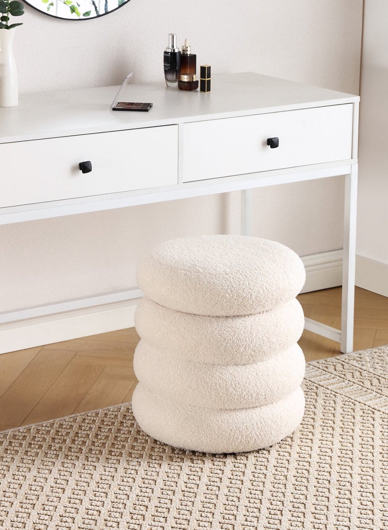 Taimi Boucle Fabric Vanity Chair - Dressing Chair for Bedroom and Dressing Room, Makeup Chair for Vanity Table 40x33cm - White - Image 3