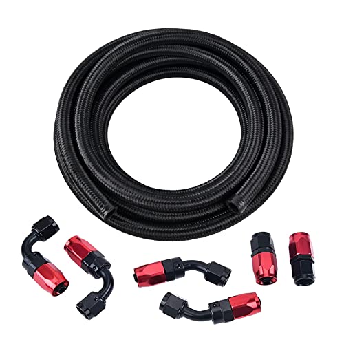 EVIL ENERGY 6AN Fuel Line Kit,AN6 Braided Nylon Fuel Hose CPE 10FT Black&Red - Image 1