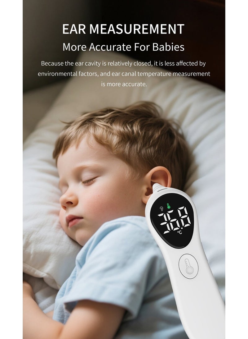 RUKYU Smart Infrared Ear Thermometer for Adults And Kids, Handheld Home Smart Thermometer, ℃/℉ Switchable, 3-Color Indicator, Fever Warning, 1s Fast Reading, Automatic Shutdown With 20 Disposable Ear Caps - Image 3