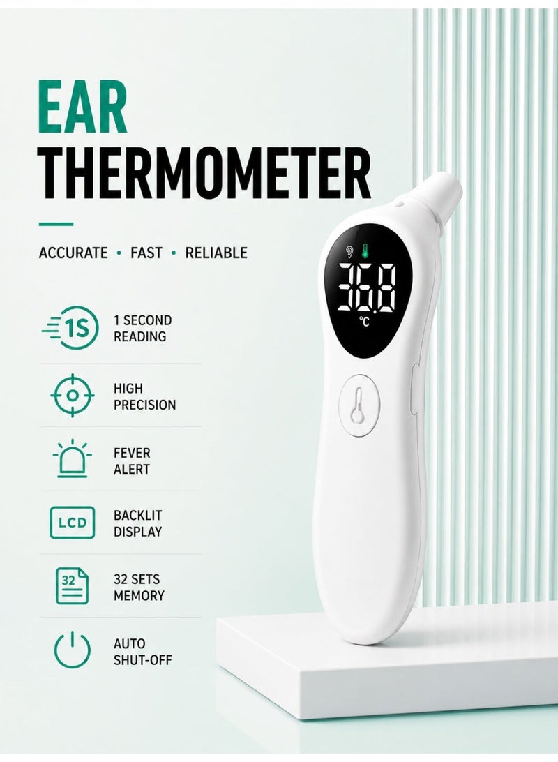 RUKYU Infrared Ear & Forehead Thermometer Rechargeable Digital, Fast Temperature Reading Non-Contact Thermometer with LCD Display for Babies, Kids and Adults - Image 2