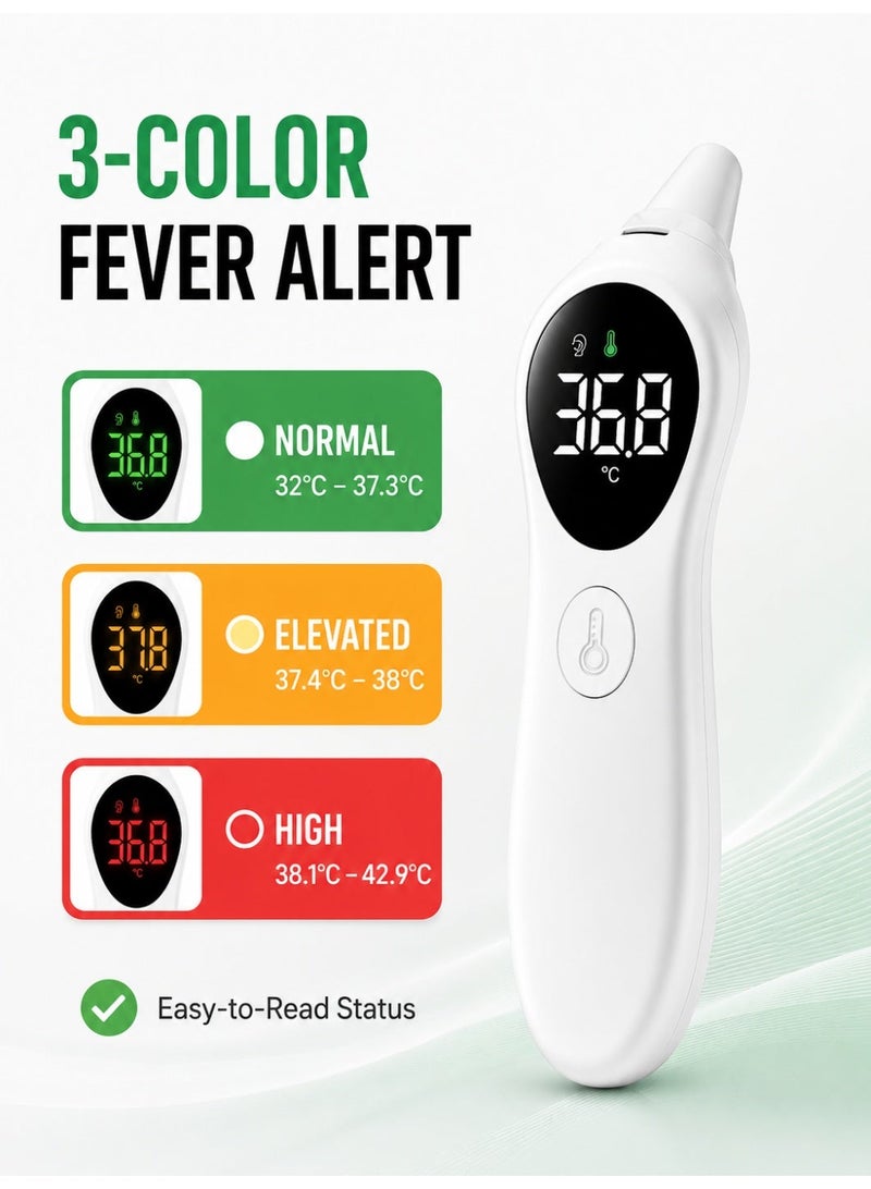 RUKYU Infrared Ear & Forehead Thermometer Rechargeable Digital, Fast Temperature Reading Non-Contact Thermometer with LCD Display for Babies, Kids and Adults - Image 5