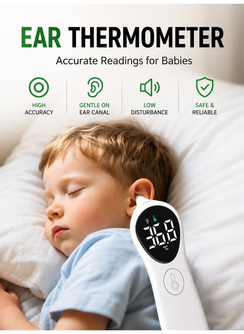 RUKYU Infrared Ear & Forehead Thermometer Rechargeable Digital, Fast Temperature Reading Non-Contact Thermometer with LCD Display for Babies, Kids and Adults - Image 3