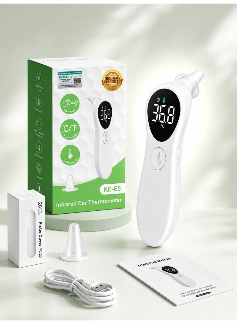 RUKYU Infrared Ear & Forehead Thermometer Rechargeable Digital, Fast Temperature Reading Non-Contact Thermometer with LCD Display for Babies, Kids and Adults - Image 1
