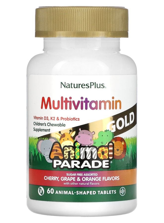 Animal Parade Gold Children's Chewable Supplement Cherry Grape & Orange 60 Animal-Shaped Tablets