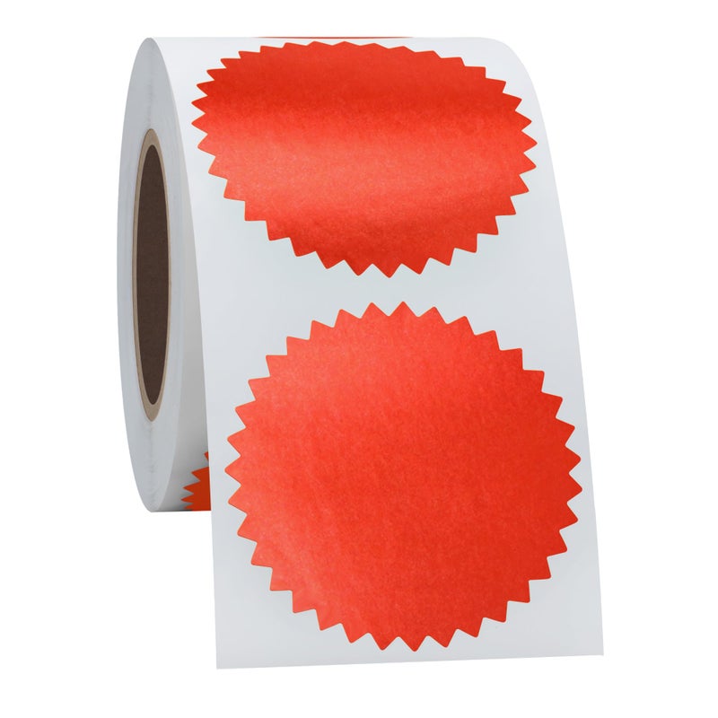 Hybsk 300pcs Notary Seals 2 inch Embossing Stickers Bright Red Metallic Certificate Sealing Labels with Serrated Edge for Awards Lega (Bright Red) - Image 4