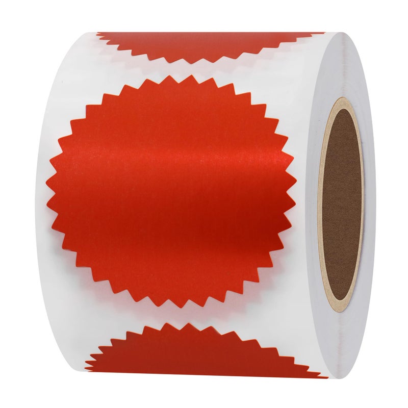 Hybsk 300pcs Notary Seals 2 inch Embossing Stickers Bright Red Metallic Certificate Sealing Labels with Serrated Edge for Awards Lega (Bright Red) - Image 1
