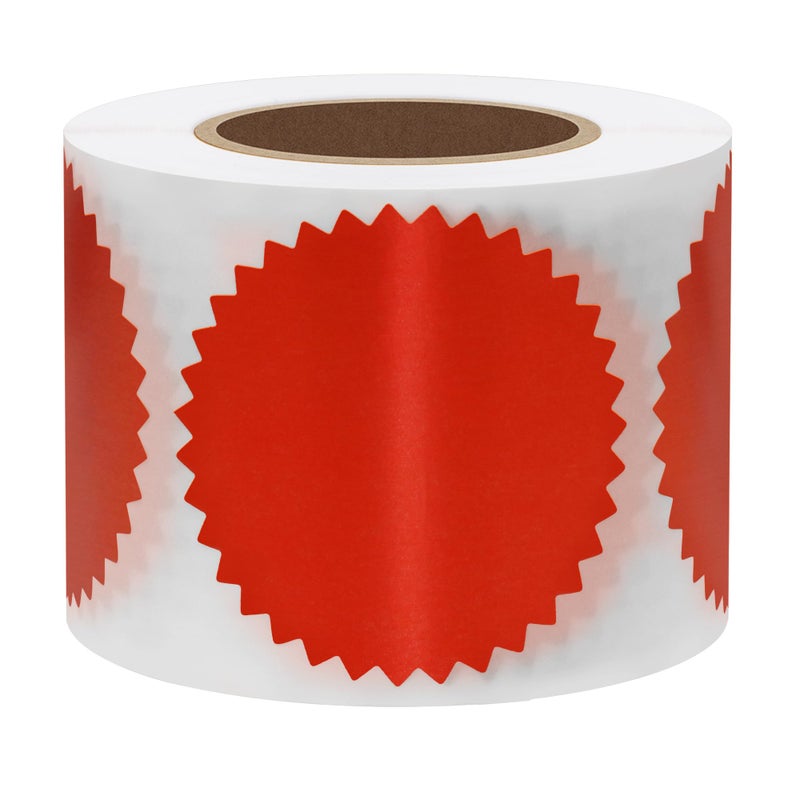 Hybsk 300pcs Notary Seals 2 inch Embossing Stickers Bright Red Metallic Certificate Sealing Labels with Serrated Edge for Awards Lega (Bright Red) - Image 2
