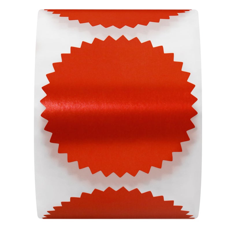 Hybsk 300pcs Notary Seals 2 inch Embossing Stickers Bright Red Metallic Certificate Sealing Labels with Serrated Edge for Awards Lega (Bright Red) - Image 3