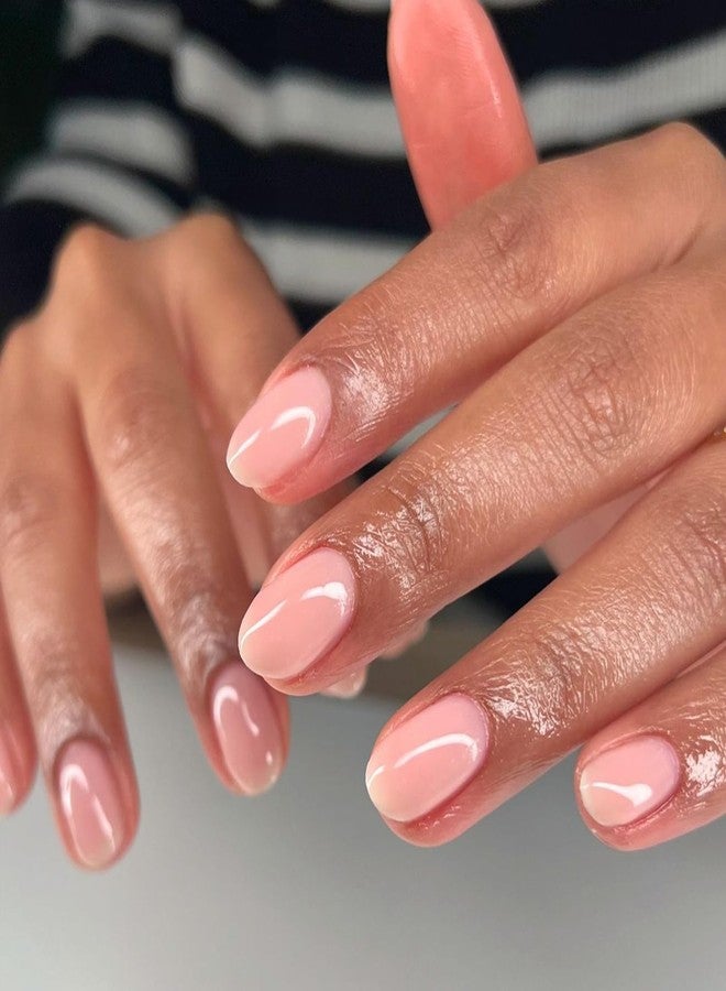 OFDNE 144 Pcs Nude Pink Press on Nails Short Oval OFDNE Petite Fake Nails Full Cover Pink False Nails Glossy Glue on Nails Solid Colour Stick on Nails Reusable Artificial Nails for Women Girls 12 Sizes - Image 2