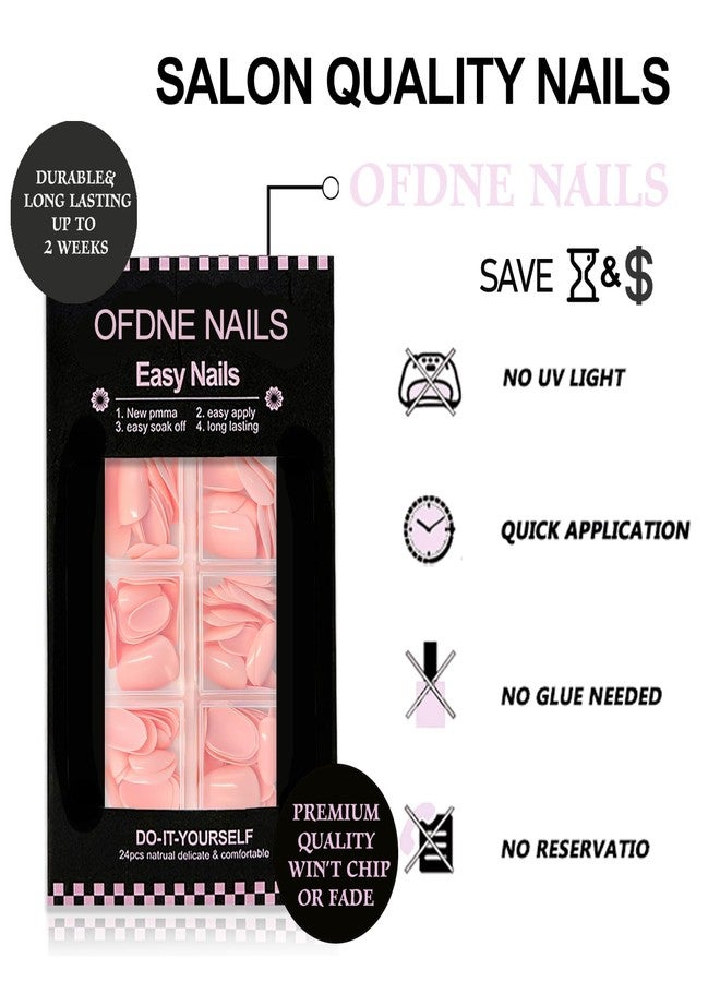 OFDNE 144 Pcs Nude Pink Press on Nails Short Oval OFDNE Petite Fake Nails Full Cover Pink False Nails Glossy Glue on Nails Solid Colour Stick on Nails Reusable Artificial Nails for Women Girls 12 Sizes - Image 4