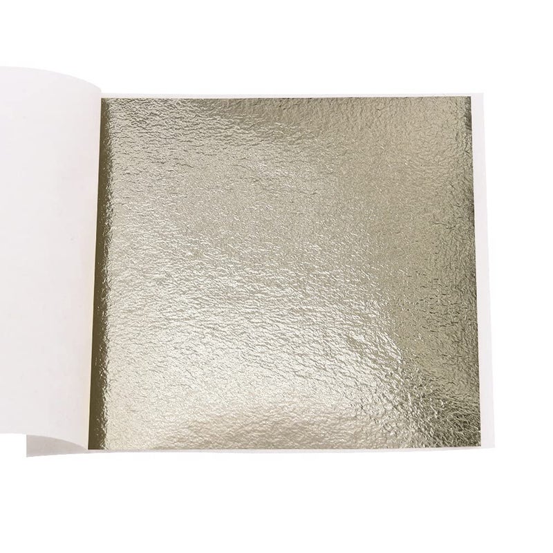 KINNO 100 Sheets Gold Leaf Sheets - KINNO Antique Silver Foil Paper Multipurpose for Home, Wall, Frame, Ceiling, Furniture Decoration, 3.15 by 3.35 Inches - Image 1