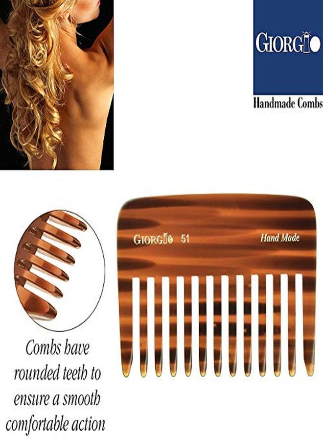 Giorgio G51 Small Travel Purse Hair Detangling Comb, Wide Teeth Pocket Comb For Thick Curly Wavy Hair. Hair Detangler Comb For Wet And Dry Everyday Care. Handmade Of Cellulose, Sawcut Hand Polished - Image 4