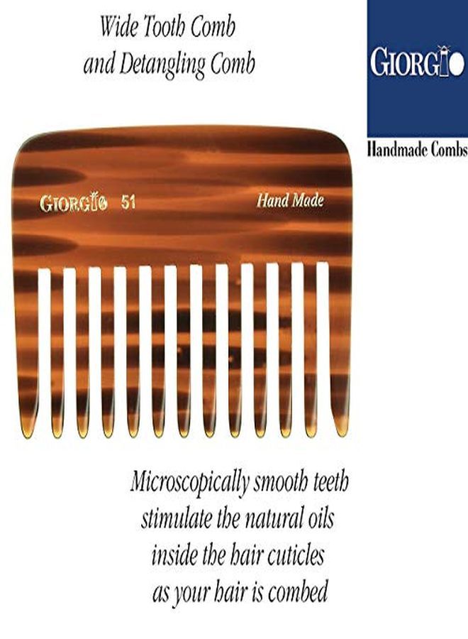 Giorgio G51 Small Travel Purse Hair Detangling Comb, Wide Teeth Pocket Comb For Thick Curly Wavy Hair. Hair Detangler Comb For Wet And Dry Everyday Care. Handmade Of Cellulose, Sawcut Hand Polished - Image 2