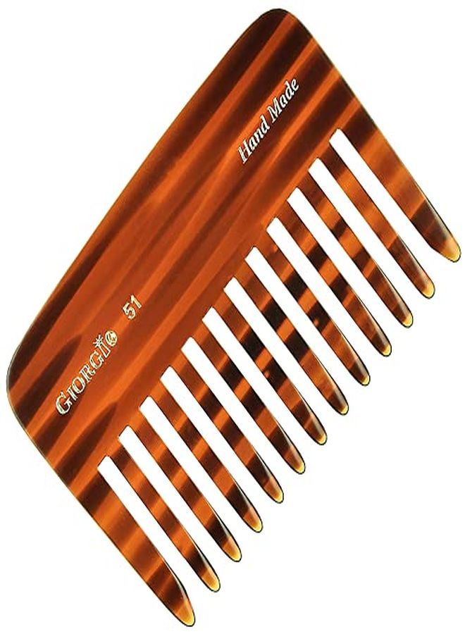 Giorgio G51 Small Travel Purse Hair Detangling Comb, Wide Teeth Pocket Comb For Thick Curly Wavy Hair. Hair Detangler Comb For Wet And Dry Everyday Care. Handmade Of Cellulose, Sawcut Hand Polished - Image 1