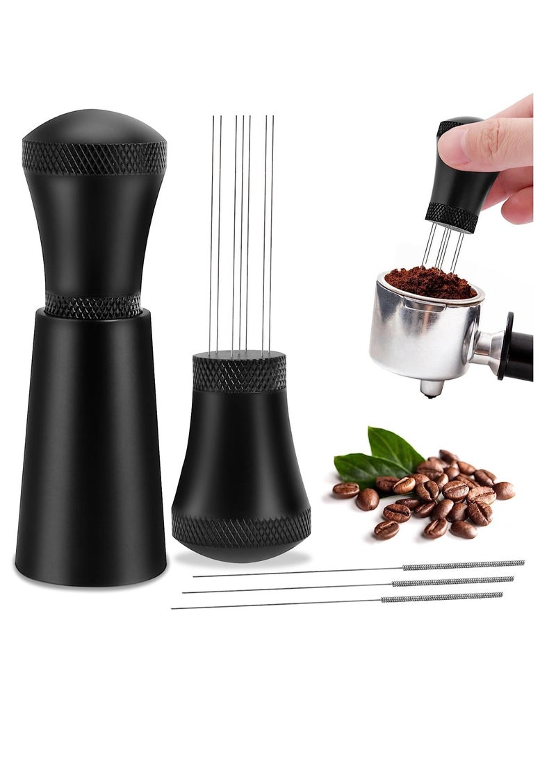 Bolivia's Bolivia's Espresso Coffee Stirrer, 0.35mm Thick Stainless Steel 7 Needles Espresso Stirrer with 3 Replaceable Needles, Aluminum Alloy Handle and Stand, Espresso Distribution Tool (Black)  - Image 1
