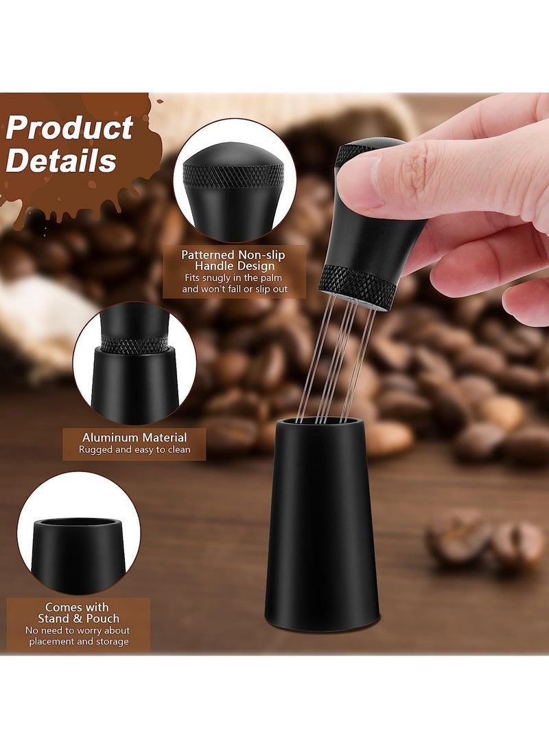 Bolivia's Bolivia's Espresso Coffee Stirrer, 0.35mm Thick Stainless Steel 7 Needles Espresso Stirrer with 3 Replaceable Needles, Aluminum Alloy Handle and Stand, Espresso Distribution Tool (Black)  - Image 2