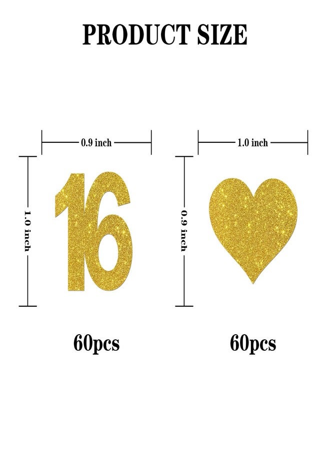 INNORU Number 16 Confetti Gold Glitter, Happy 16th Birthday Table Decor, Sweet 16 Paper Scatter, 16th Anniversary Cheers to 16 Years Party Table Decorations, 120pcs - Image 2