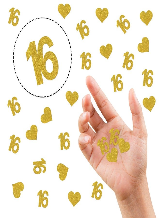 INNORU Number 16 Confetti Gold Glitter, Happy 16th Birthday Table Decor, Sweet 16 Paper Scatter, 16th Anniversary Cheers to 16 Years Party Table Decorations, 120pcs - Image 3