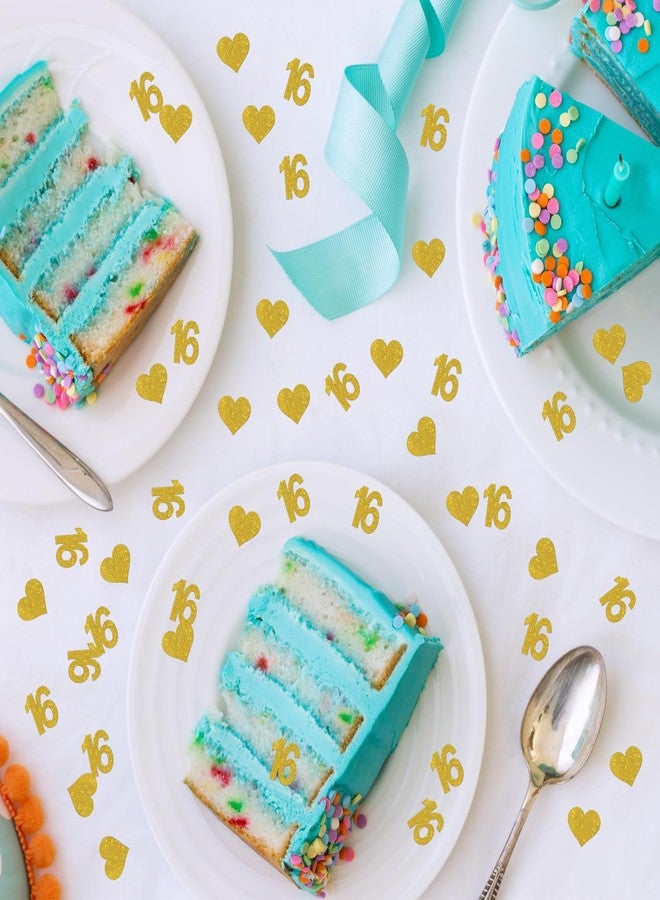 INNORU Number 16 Confetti Gold Glitter, Happy 16th Birthday Table Decor, Sweet 16 Paper Scatter, 16th Anniversary Cheers to 16 Years Party Table Decorations, 120pcs - Image 4