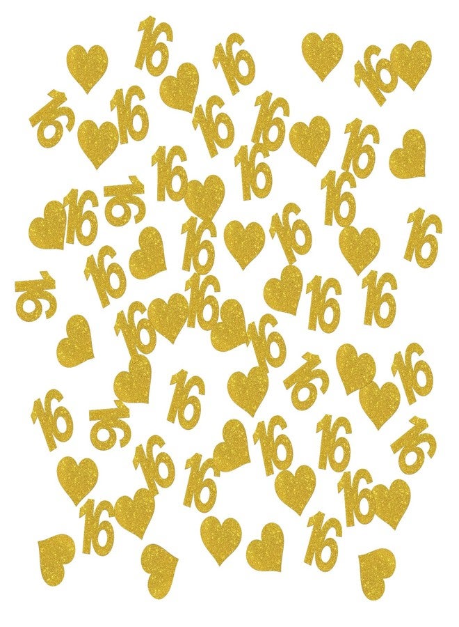 INNORU Number 16 Confetti Gold Glitter, Happy 16th Birthday Table Decor, Sweet 16 Paper Scatter, 16th Anniversary Cheers to 16 Years Party Table Decorations, 120pcs - Image 1