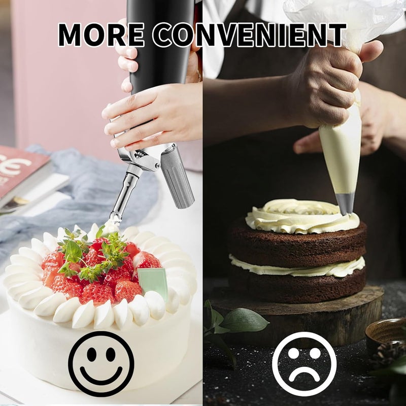 ECOWELL Professional Whipped Cream Dispenser, Durable Aluminum Cream Whipper with 2 Sets of Stainless Steel and Plastic Tips & Cleaning Brush, 1-Pint / 500 mL,Homemade Cream Maker - Image 3