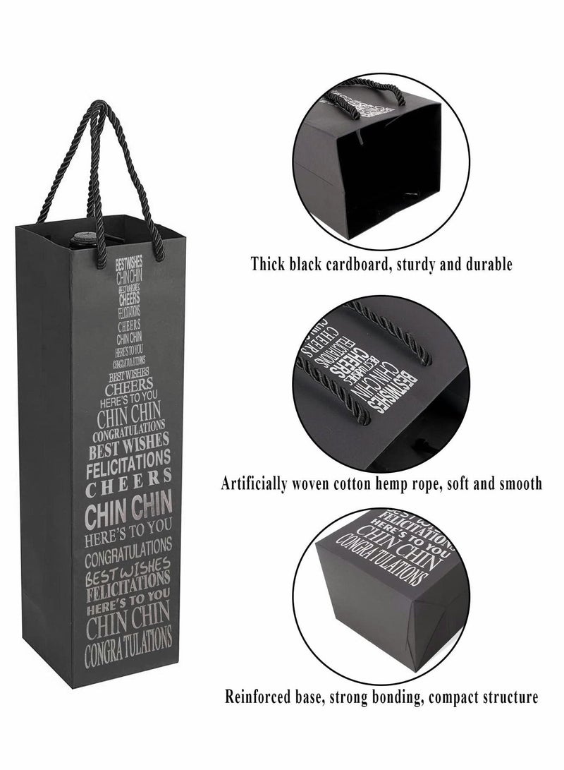 SYOSI Wine Bottle Gift Bag, Reusable Premium Wine Champagne Cardboard Wine Tote Bag with Handle for Party Anniversary Wedding Birthday Festival, 12 Pcs - Image 2