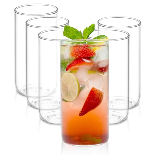 Mivana Premium Borosilicate Juice Glasses 350 ML Drinking Glasses, Highball Lead-Free Glasses, Tumblers for Water, Juice, Beer, Mixed Drinks - Pieces, Transparent (Cocktail, JS79- Set of 6) - Image 1