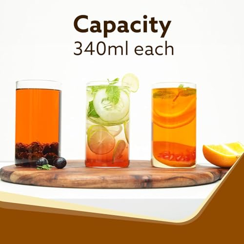 Mivana Premium Borosilicate Juice Glasses 350 ML Drinking Glasses, Highball Lead-Free Glasses, Tumblers for Water, Juice, Beer, Mixed Drinks - Pieces, Transparent (Cocktail, JS79- Set of 6) - Image 5