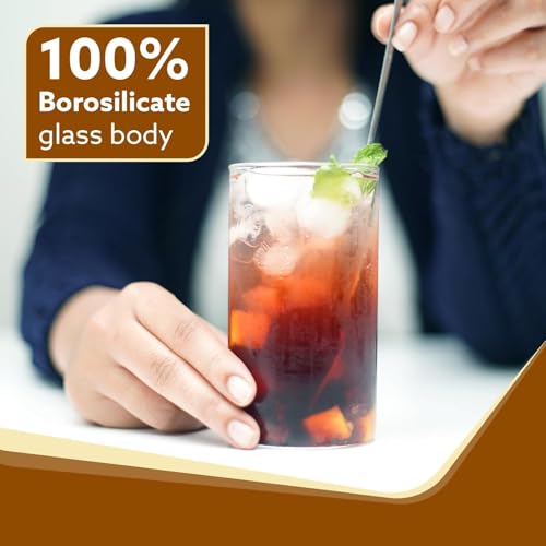Mivana Premium Borosilicate Juice Glasses 350 ML Drinking Glasses, Highball Lead-Free Glasses, Tumblers for Water, Juice, Beer, Mixed Drinks - Pieces, Transparent (Cocktail, JS79- Set of 6) - Image 3