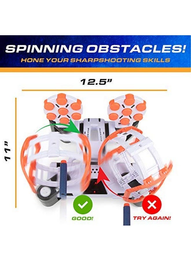 Astroshot Gyro Rotating Shooting Game - Nerf Compatible Rotating Spinning Targets For Shooting With 2 Foam Blaster Toy Guns, 14 Targets, 24 Soft Foam Darts, And 2 Foam Dart Holders