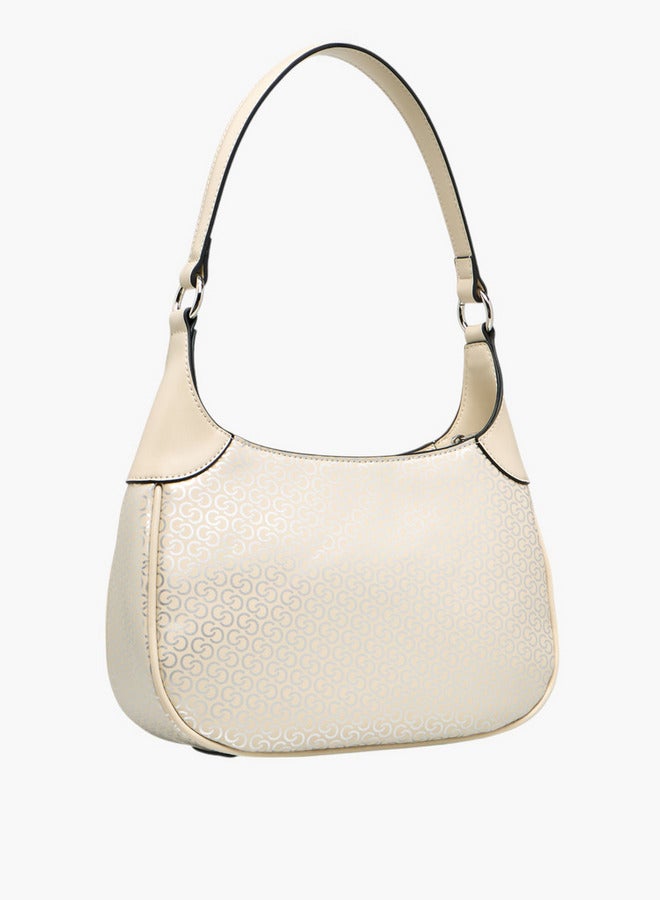 Celeste Monogram Print Shoulder Bag with Adjustable Strap and Zip Closure - Image 4