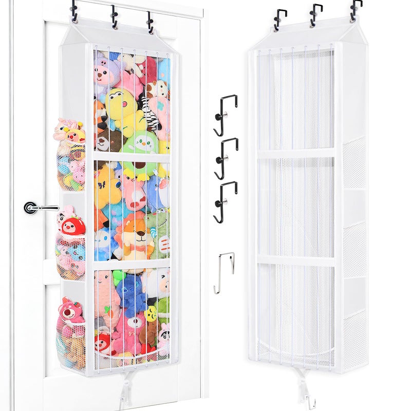 Toread Over the Door Stuffed Animal Storage â€“ Elastic Rope Easy Access 70+ Soft Toy & Adjustable No-Damage Hooks Plushy Organizers Suitable for Kids Room Toy Holder Bedroom Hanging Stuffie Storage. - Image 1