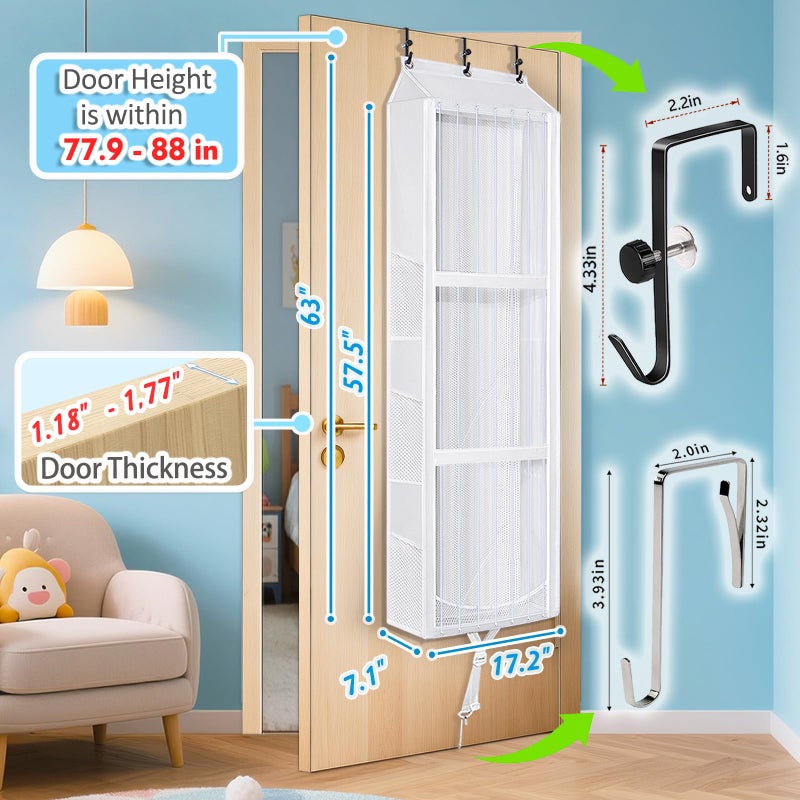 Toread Over the Door Stuffed Animal Storage â€“ Elastic Rope Easy Access 70+ Soft Toy & Adjustable No-Damage Hooks Plushy Organizers Suitable for Kids Room Toy Holder Bedroom Hanging Stuffie Storage. - Image 5